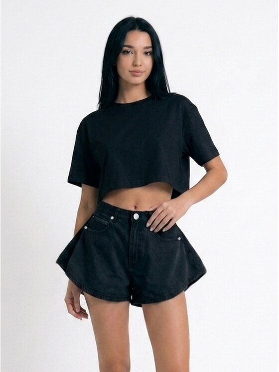 MissDenim MissDenim Szorty jeansowe Skorts Czarny Regular Fit