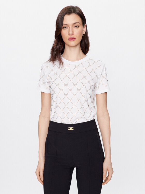 Elisabetta Franchi T-shirt Girocollo EFTS215.0 Con Applicazione