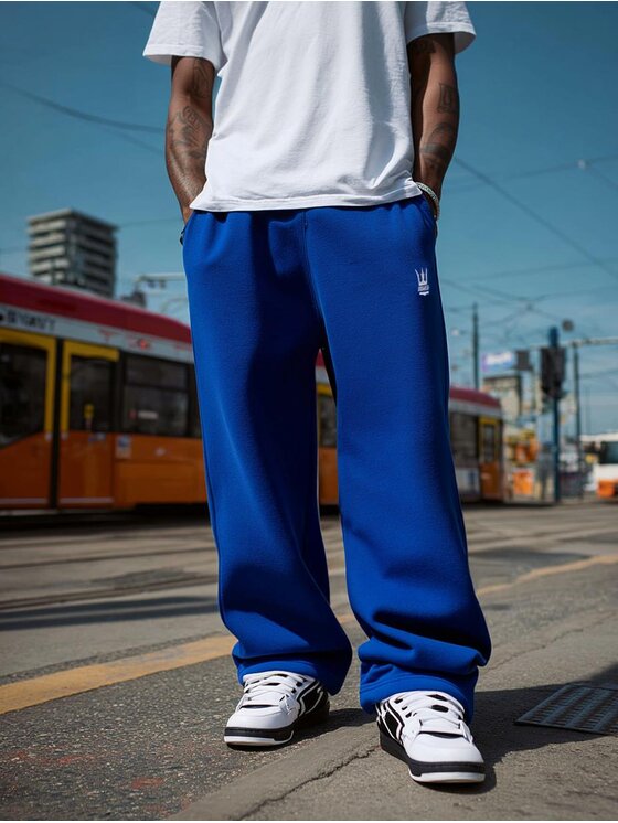 Jigga Wear Jigga Wear Spodnie dresowe Szerokie luźne dresy sznurek na gumce 129789 Niebieski Baggy Fit