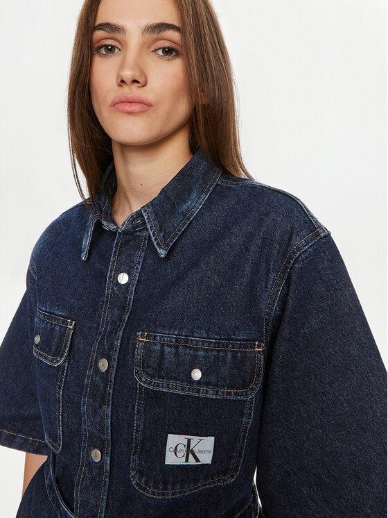 Calvin Klein Jeans Calvin Klein Jeans Дънкова рокля Utility J20J224748 Тъмносин Regular Fit
