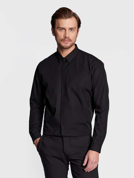 Calvin Klein Calvin Klein Cămașă Hidden K10K109891 Negru Extra Slim Fit