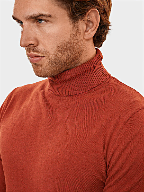 Evenemen Evenemen Sweter Golf Miedziany Slim Fit