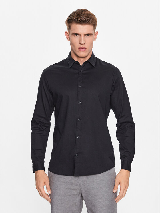 Jack&Jones Košeľa Gingham 12181602 Čierna Slim Fit