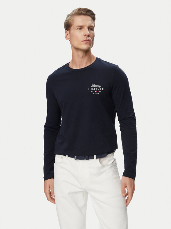 Tommy Hilfiger Longsleeve Script Stack MW0MW43225 Bleumarin Regular Fit
