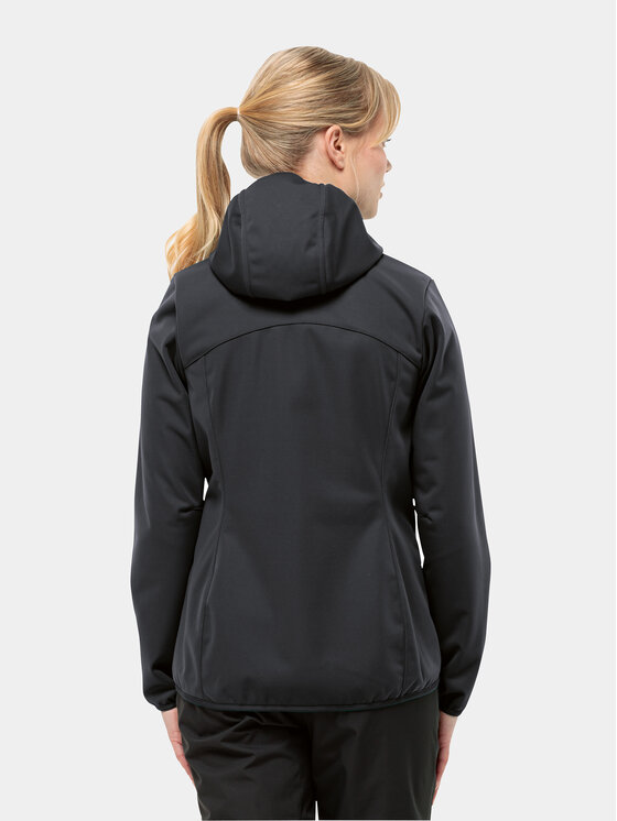 Jack Wolfskin Jack Wolfskin Kurtka softshell Windhain Hoody 1307481 Czarny Regular Fit