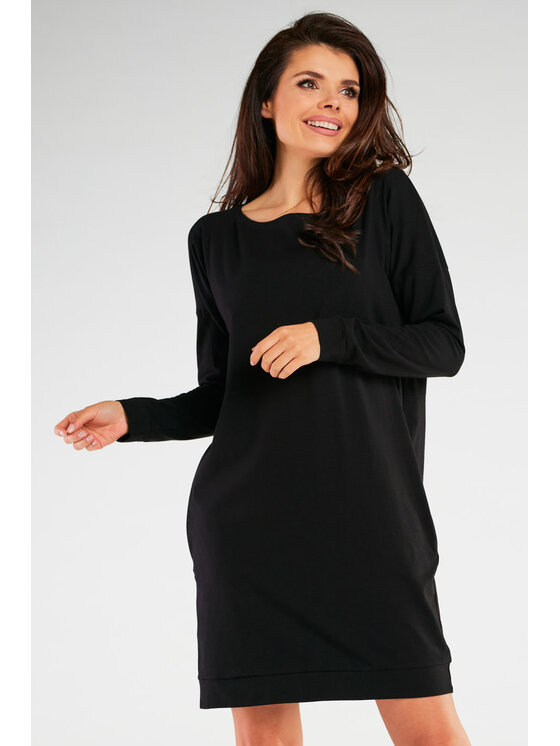 Infinite You Infinite You Sukienka dzianinowa M257 Czarny Basic Fit