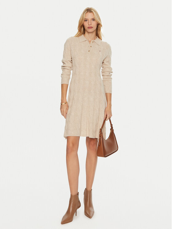 Tommy Hilfiger Tommy Hilfiger Rochie tricotată WW0WW43085 Bej Regular Fit
