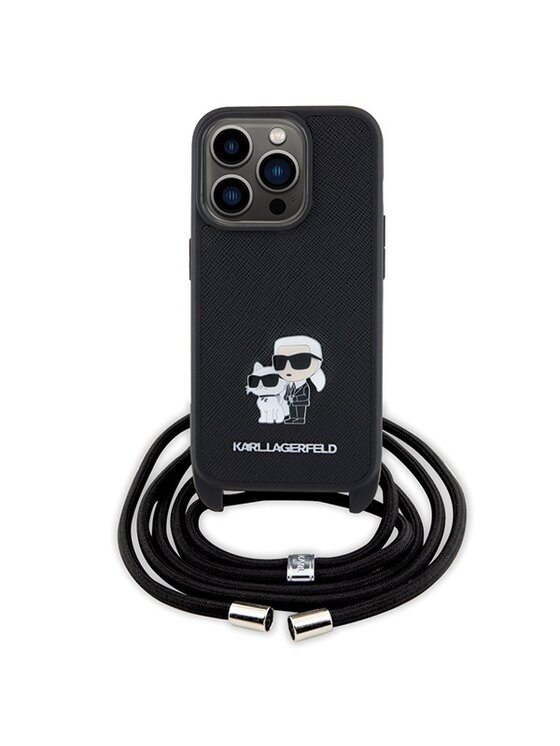 KARL LAGERFELD KARL LAGERFELD Etui na telefon Crossbody Saffiano Metal Czarny