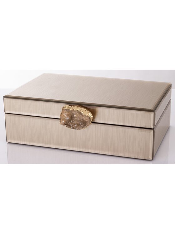 MIAhome MIAhome Szkatułka na biżuterię z MDFu z agatem 8x24x18,5 cm szampańska Beżowy