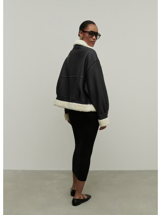 La Mania La Mania Cappotto in shearling STOCKHOLM Nero Classic Fit