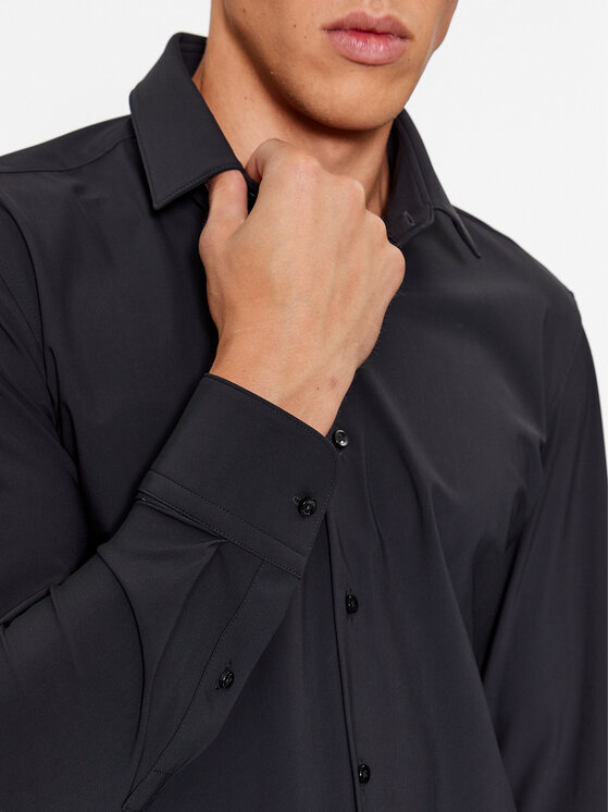 BOSS Camicia Uomo P-HANK-kent-C1-222 Slim Fit In Jersey Elasticizzato | Colletto Kent Polsini Arrotondati | Made In Italy