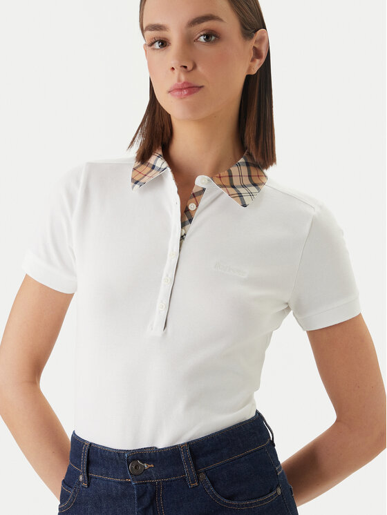 Barbour Barbour Тениска с яка и копчета Malvern LML0633WH33 Бял Slim Fit