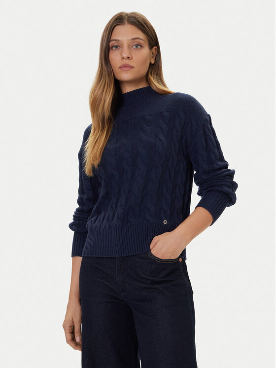 Guess Guess Bluză cu gât W5BR30 Z1192 Bleumarin Relaxed Fit