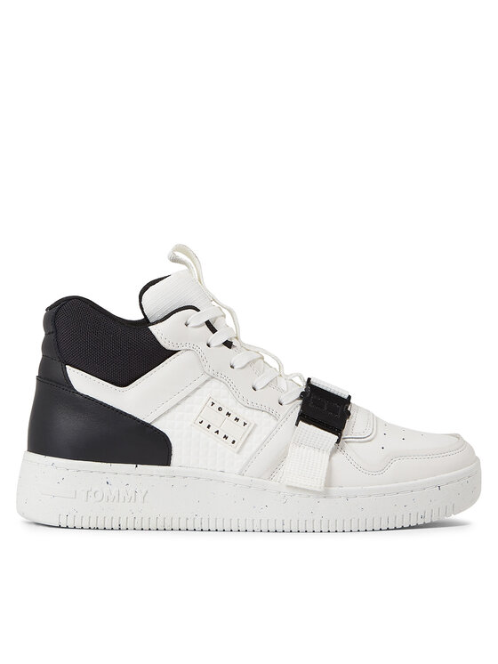 Tommy Jeans Snīkeri Tjm Basket Leather Buckle Mid EM0EM01288 Balts