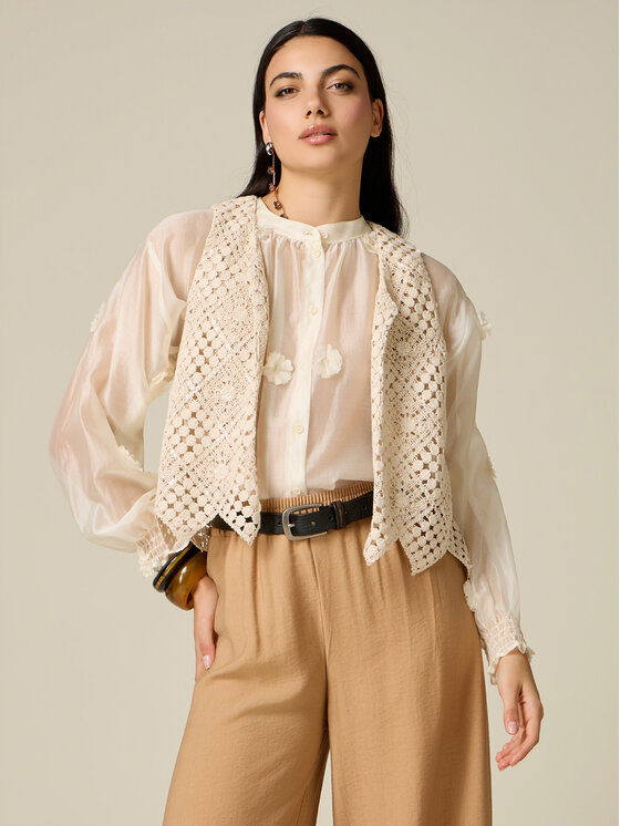 Oltre Oltre Giacca da abito L003J000010N0R2 Bianco Cropp Fit