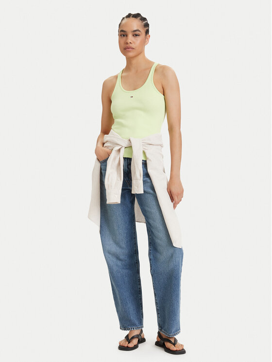 Tommy Jeans Tommy Jeans Marškinėliai Racerback DW0DW22264 Šviesiai žalia Slim Fit