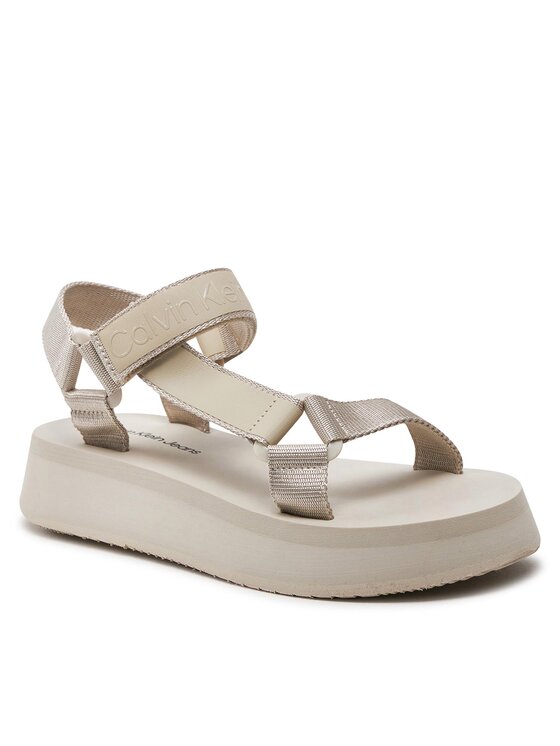 Calvin Klein Jeans Calvin Klein Jeans Sandali Sandal Velcro Webbing Dc YW0YW01353 Beige