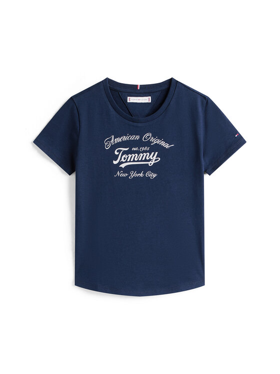 Tommy Hilfiger Tommy Hilfiger T-Shirt Script KG0KG08636 Granatowy Regular Fit