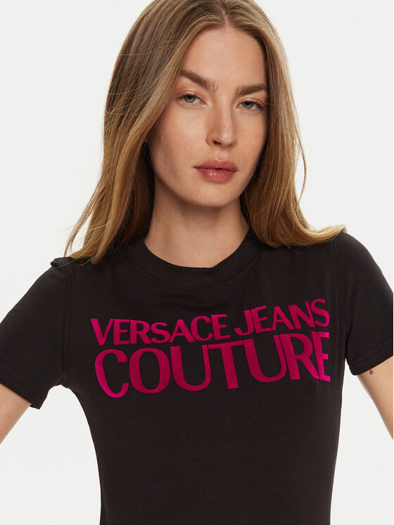 Versace Jeans Couture Versace Jeans Couture T-shirt 77HAHL01 Crna Regular Fit
