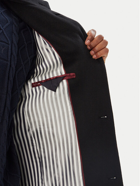 Tommy Hilfiger Tommy Hilfiger Вълнено палто MW0MW40767 Черен Regular Fit