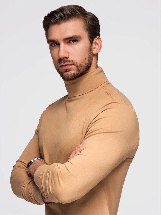 Ombre Ombre Longsleeve OM-LSCL-0130 Brązowy Slim Fit