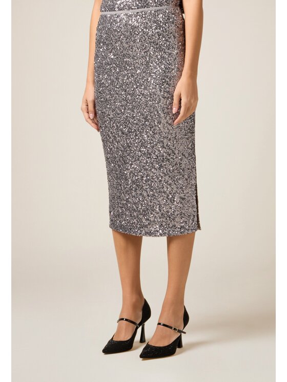 Oltre Oltre Gonna midi 1000J000294N013 Argento Slim Fit