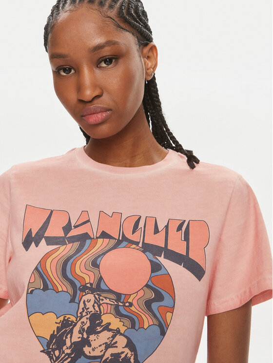 Wrangler Wrangler Тишърт 112350279 Коралов Regular Fit