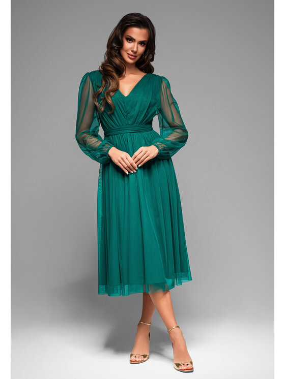 Ombre Ombre Sukienka koktajlowa LA-OM-DLR007 Zielony Regular Fit