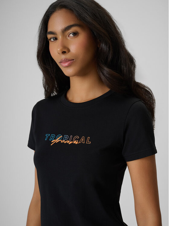 4F 4F T-Shirt BEACHWEAR Czarny Slim Fit