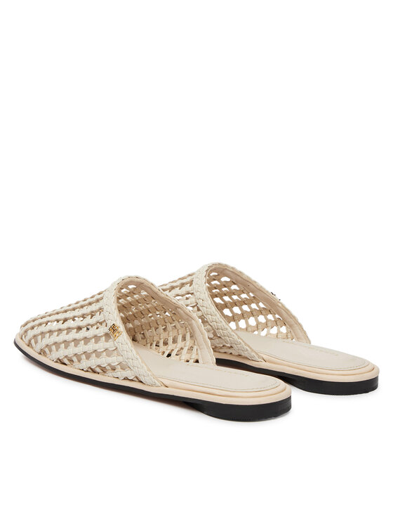 Tommy Hilfiger Tommy Hilfiger Şlapi Hilfiger Leather Mix Flat Mule FW0FW09280 Crem