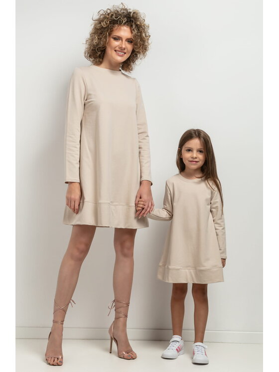 Tessita Tessita Sukienka dzianinowa SUKIENKA MMD36_3_116 Beżowy Basic Fit
