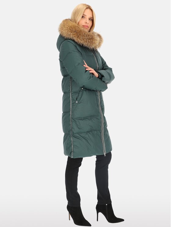 Perso Perso Kurtka damska BLH241001FXR Zielony Regular Fit