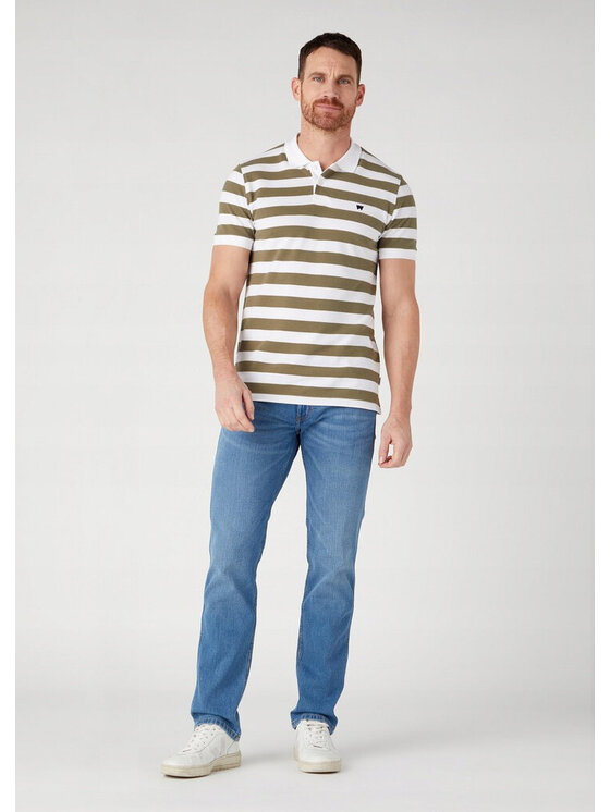 Wrangler Wrangler T-Shirt STRIPE POLO Zielony Regular Fit