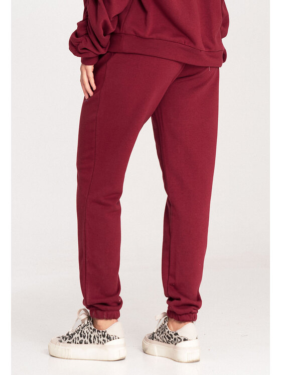 FIGL FIGL Teplákové nohavice M1056 Bordová Jogger Fit
