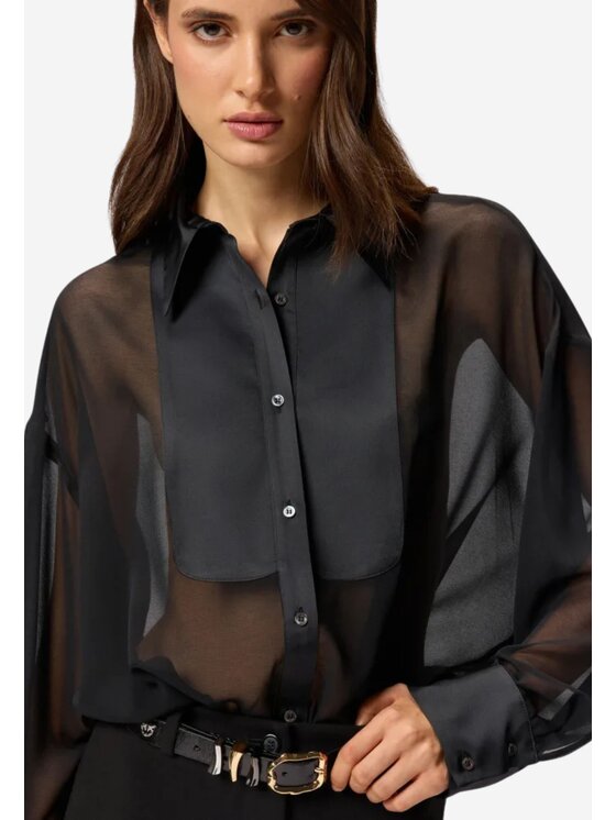 PINKO PINKO Koszula Marquilla camicia georgette Czarny Regular Fit