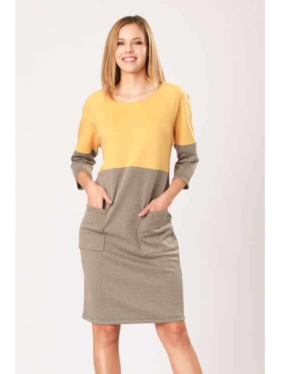 QUIOSQUE QUIOSQUE Sukienka codzienna 4NG012342 Żółty Regular Fit