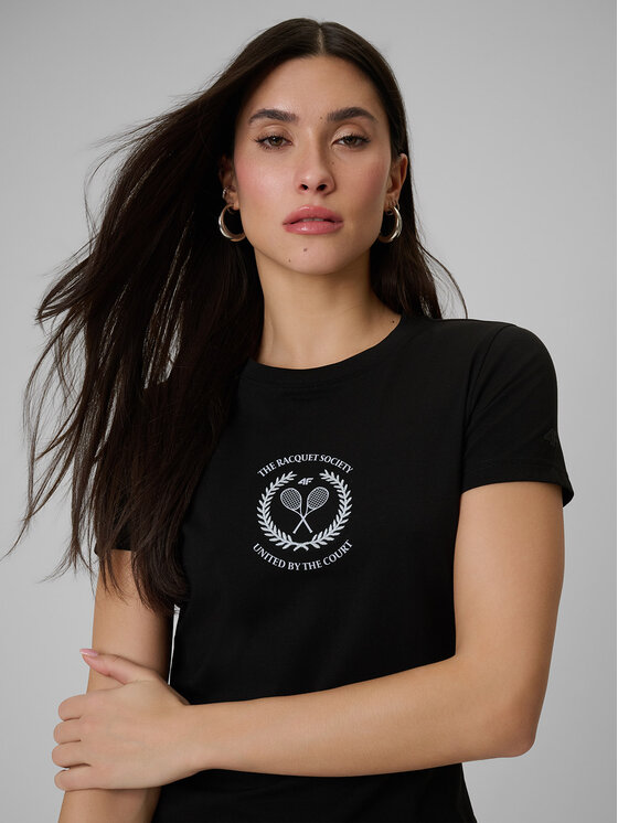 4F 4F T-Shirt SPORTS CLUB Czarny Slim Fit
