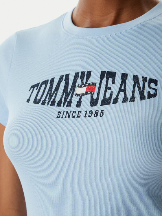 Tommy Jeans Tommy Jeans T-Shirt Wavy Flag DW0DW22272 Světle modrá Slim Fit