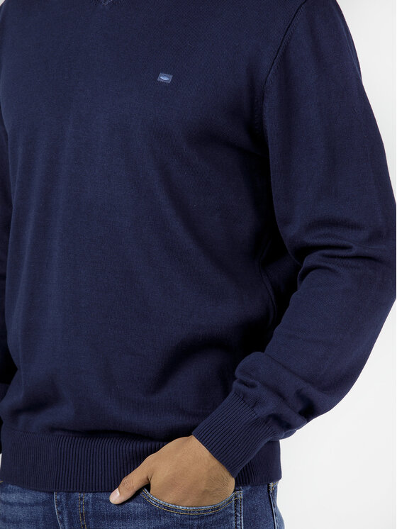 Cross Jeans Cross Jeans Sweter 34157-001 Granatowy V-Neck Fit
