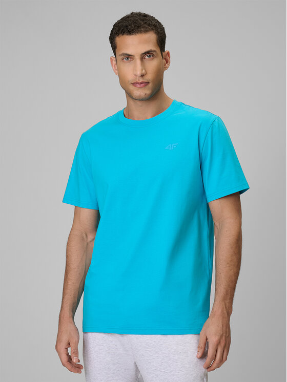 4F 4F T-Shirt BASIC+ Niebieski Regular Fit