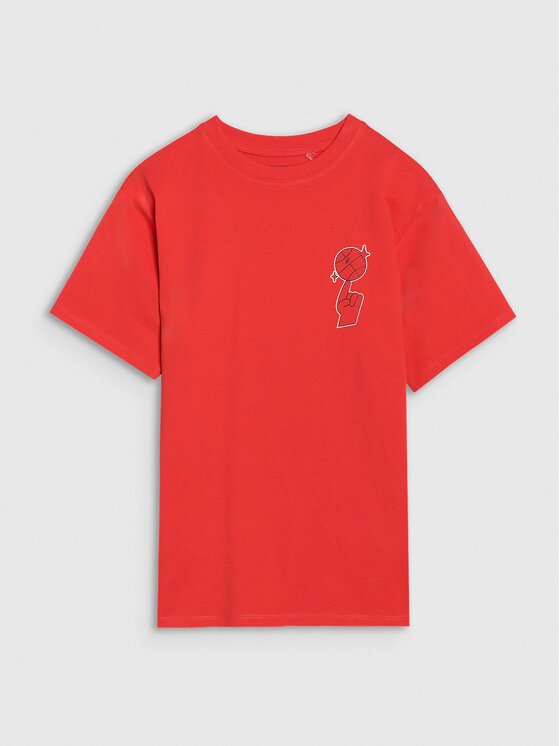 4F 4F T-Shirt 4FJRSS25TTSHM2639-62S Czerwony Oversize