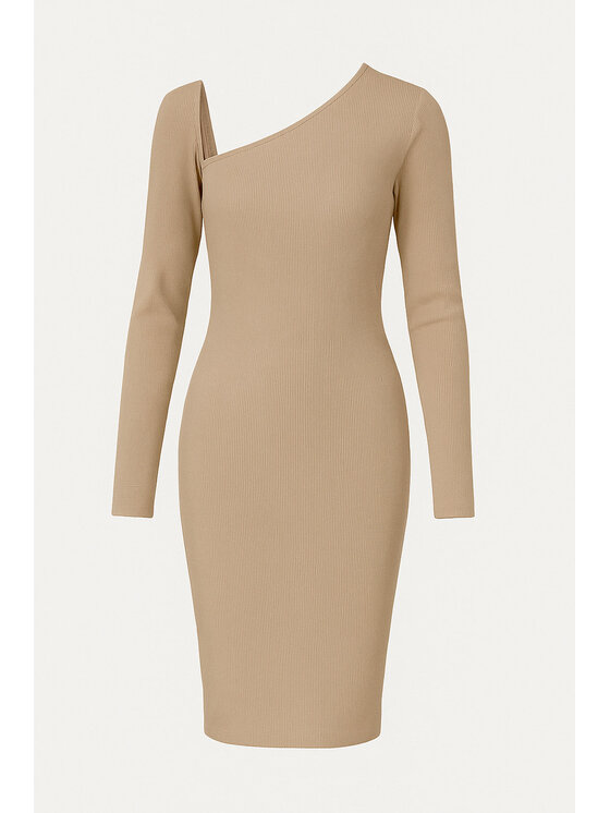 Nudyess Nudyess Vestito di maglia Cassandra mimi z prążka Beige Fitted Fit