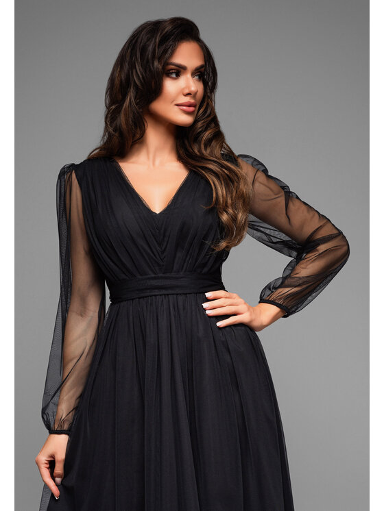 Ombre Ombre Sukienka koktajlowa LA-OM-DLR007 Czarny Regular Fit