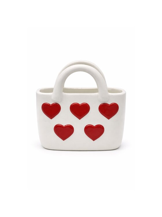 MIAhome MIAhome Wazon ceramiczny 17,7x10x18 cm TORBA w serca Biały