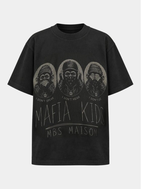 MADE BY SOCIETY MADE BY SOCIETY T-Shirt MAFIA KIDS - T37837 Czarny Basic Fit