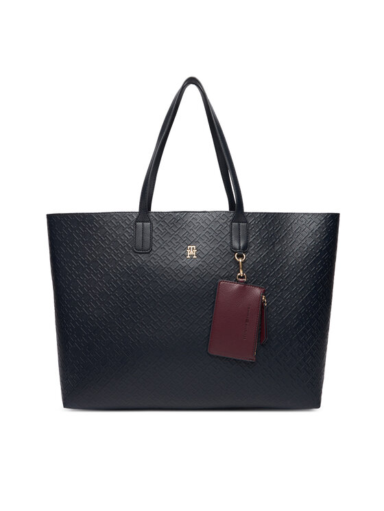 Tommy Hilfiger Tommy Hilfiger Handtasche Th Icon Tote Mono AW0AW18174 Dunkelblau