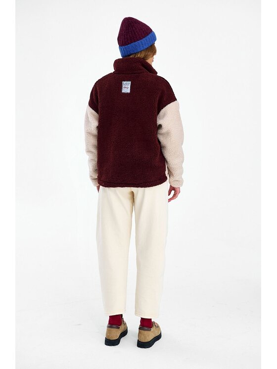 NAOKO NAOKO Bluza Fluffy Teddy Bordowy Regular Fit