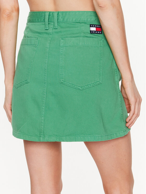 Tommy Jeans Tommy Jeans Spódnica trapezowa A-Line DW0DW15663 Zielony Regular Fit