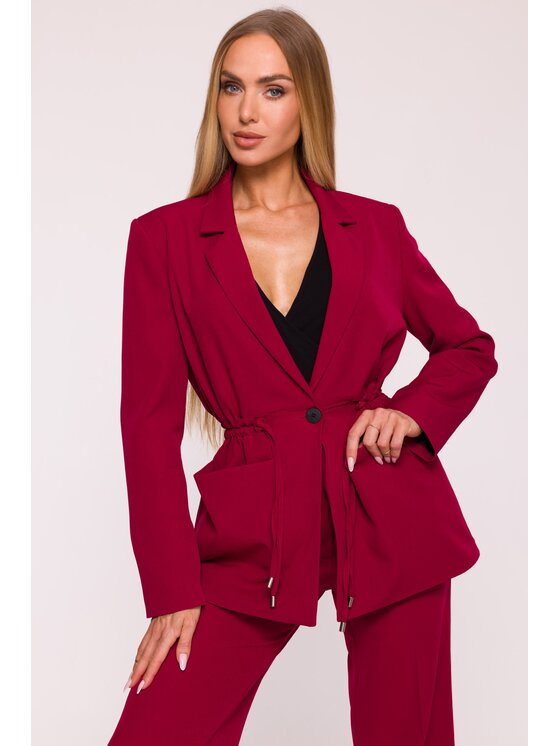 Made of Emotion Made of Emotion Marynarka M873 Bordowy Modern Slim Fit
