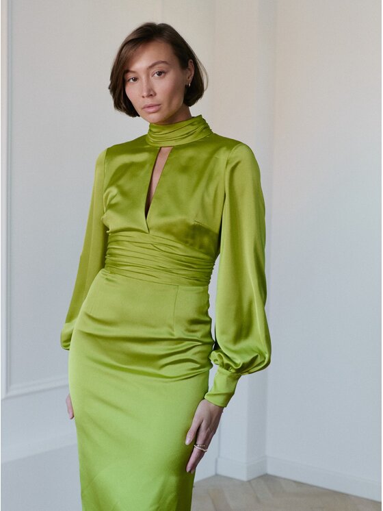 La Mania La Mania Sukienka koktajlowa RAQUEL Zielony Classic Fit